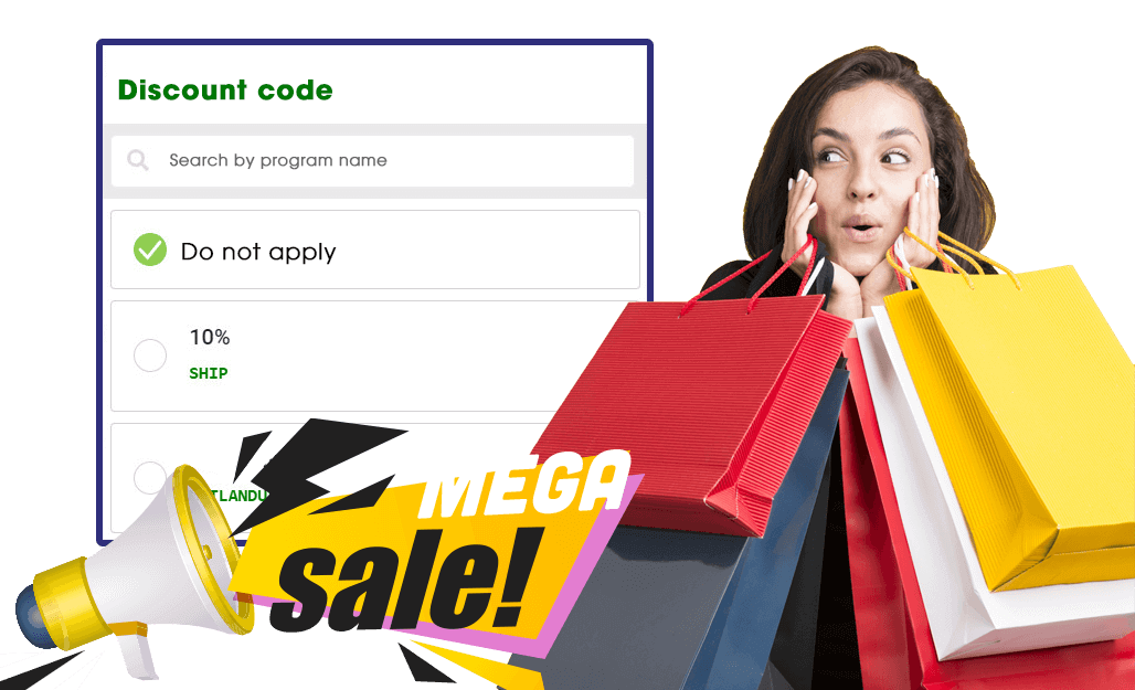 Apply a discount code to the purchase link